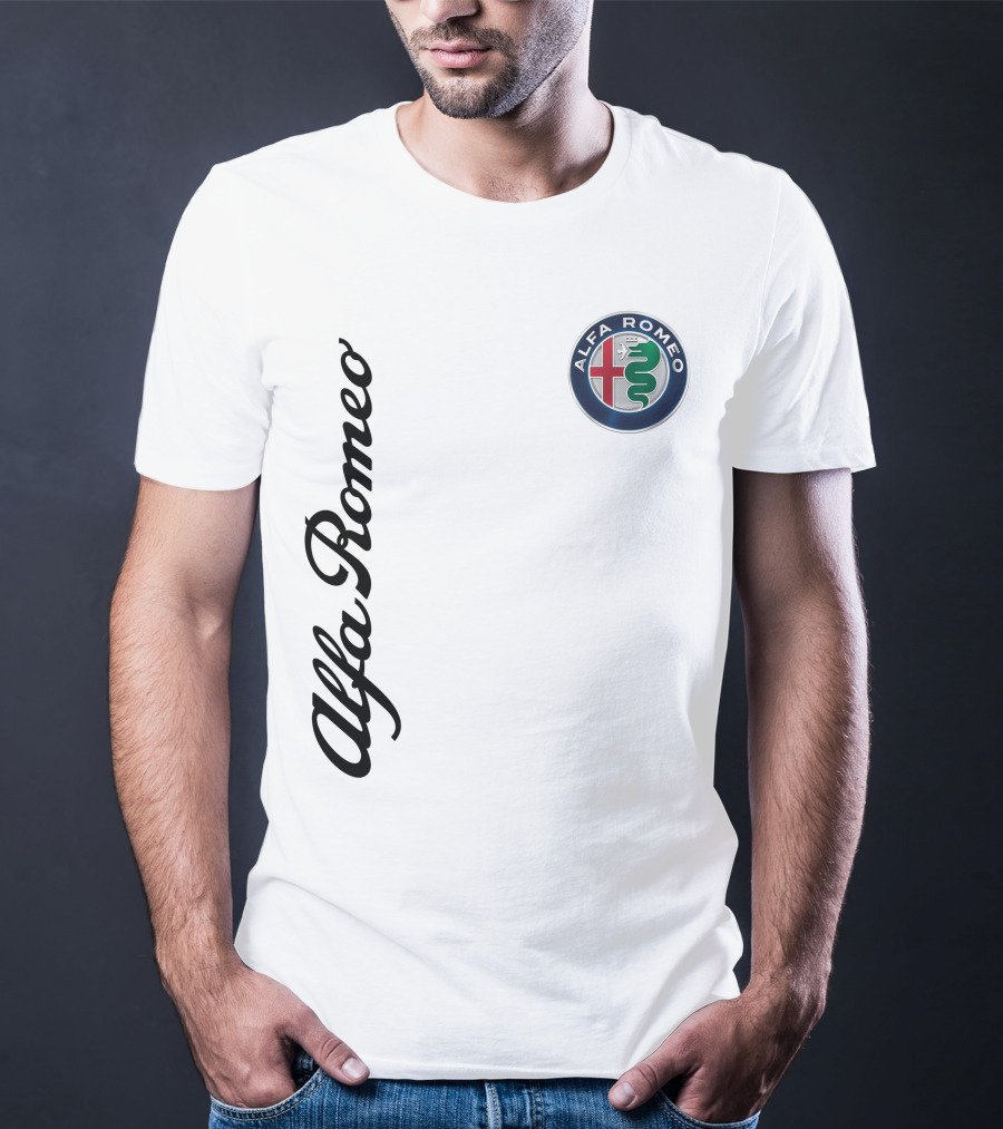 Alfa Romeo Vertical Script With Emblem T-Shirt