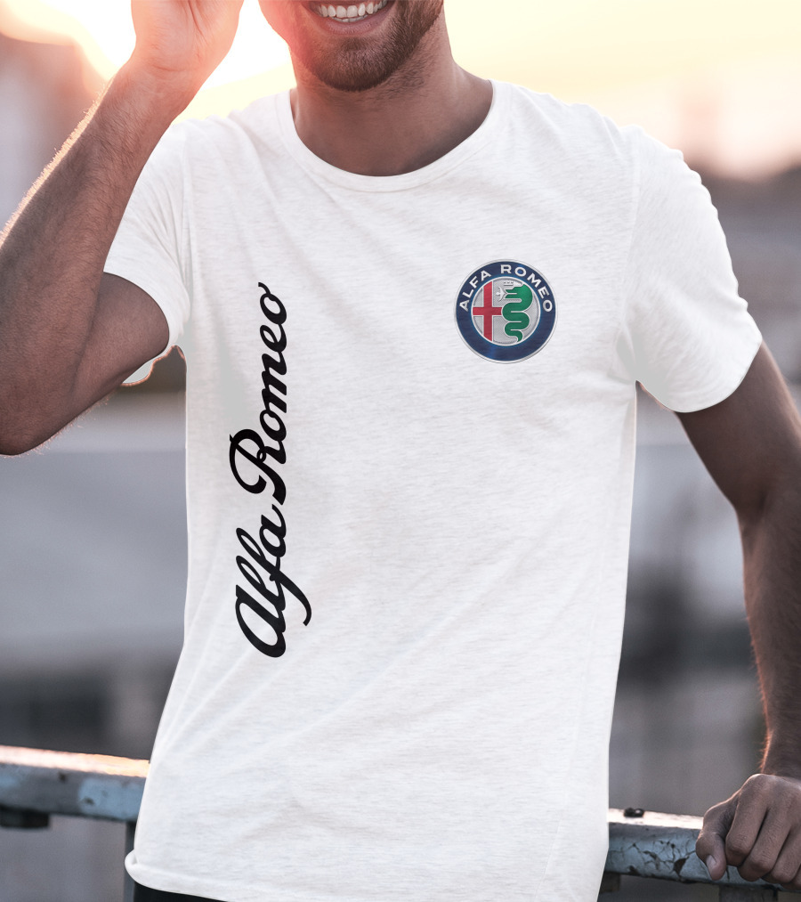 Alfa Romeo Vertical Script With Emblem T-Shirt