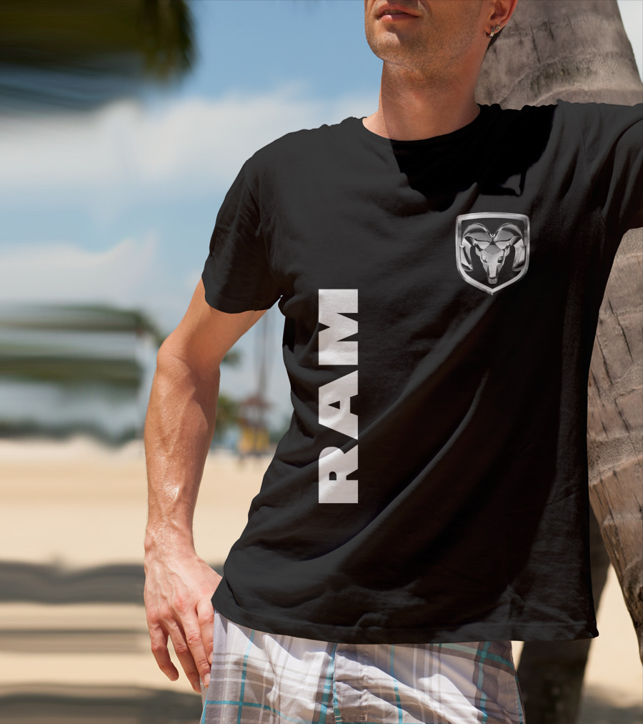 RAM Logo Metallic Emblem Dodge Truck Brand T-Shirt
