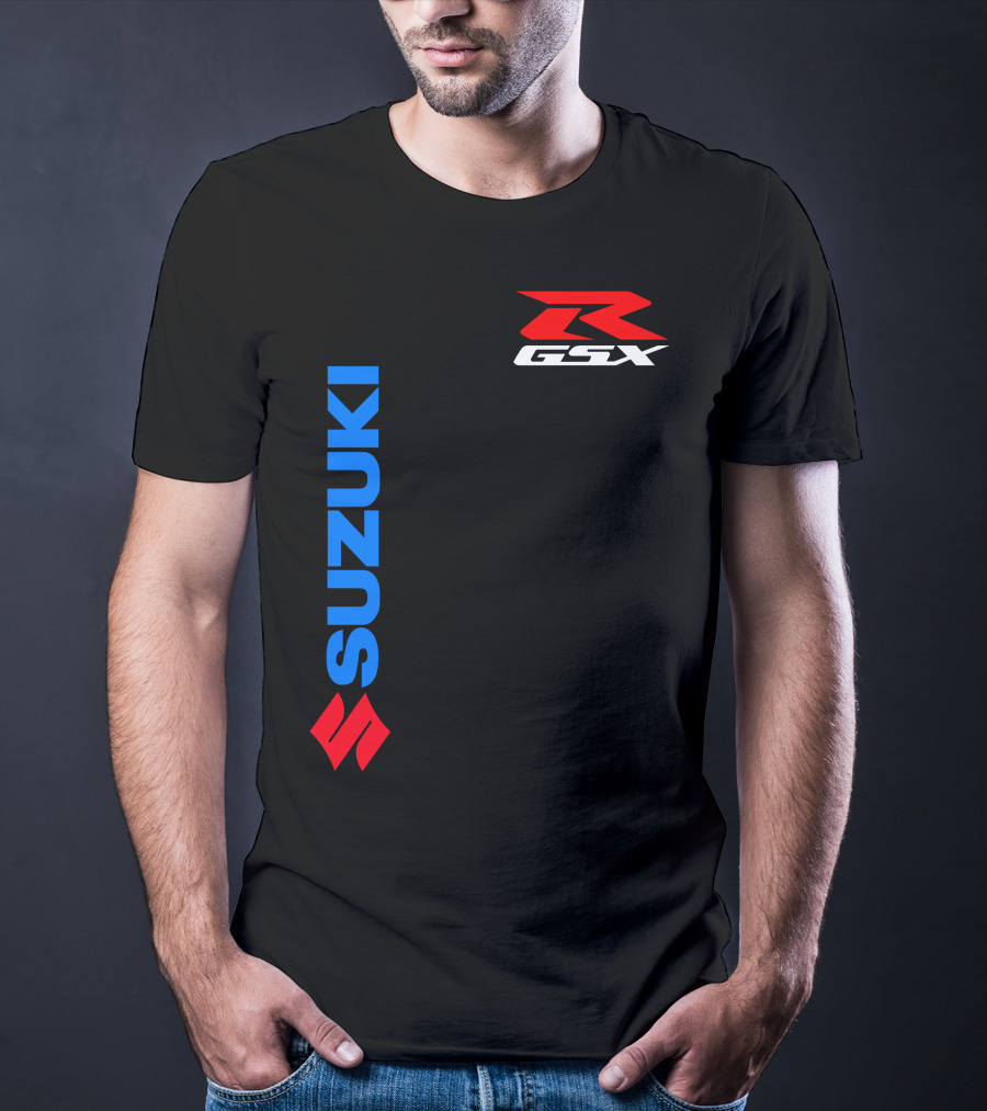 SUZUKI GSX-R Vertical Blue Red Logo Branding T-Shirt