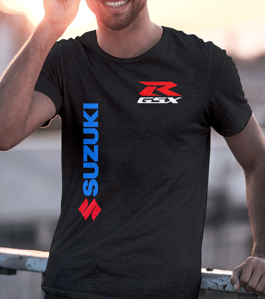 SUZUKI GSX-R Vertical Blue Red Logo Branding T-Shirt