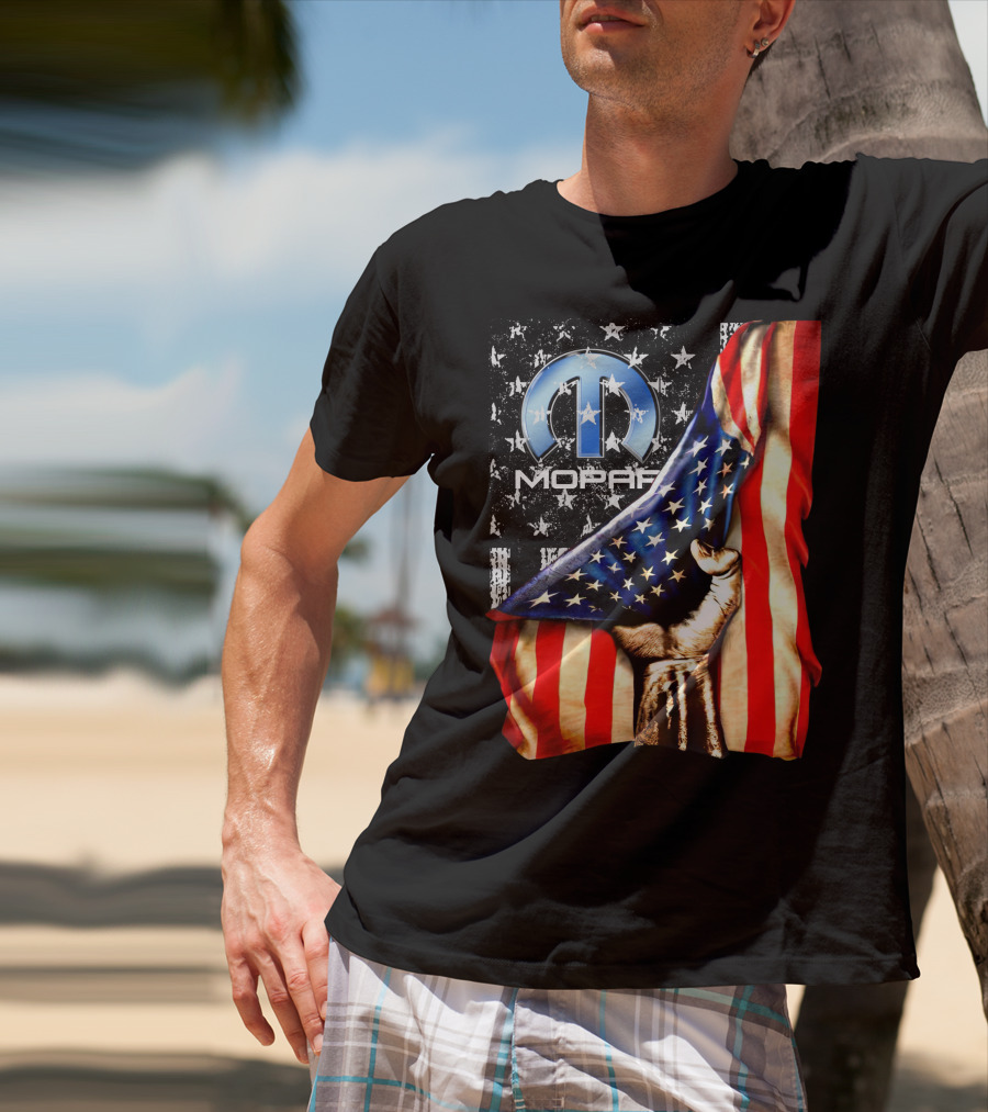 MOPAR American Flag Grunge Style With Fist And Stars T-Shirt