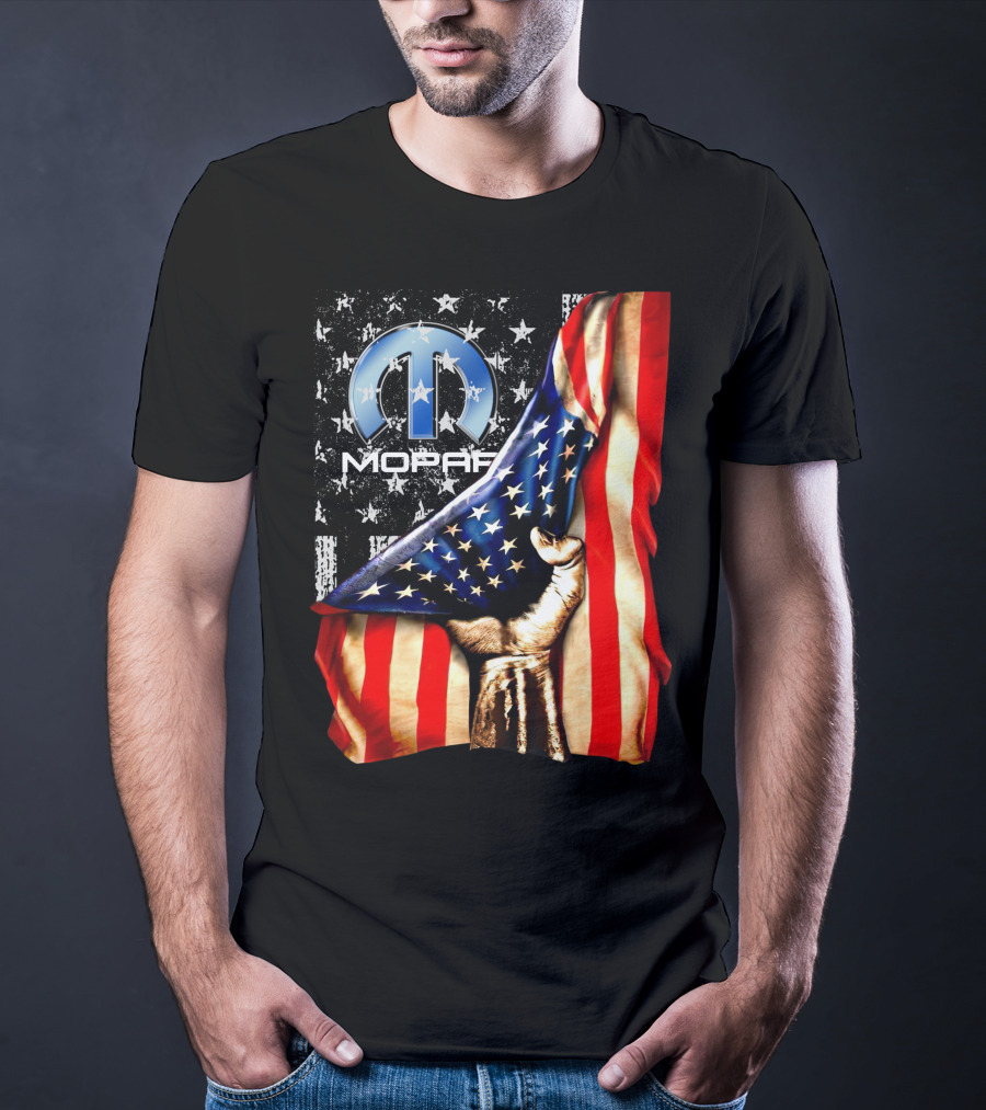 MOPAR American Flag Grunge Style With Fist And Stars T-Shirt