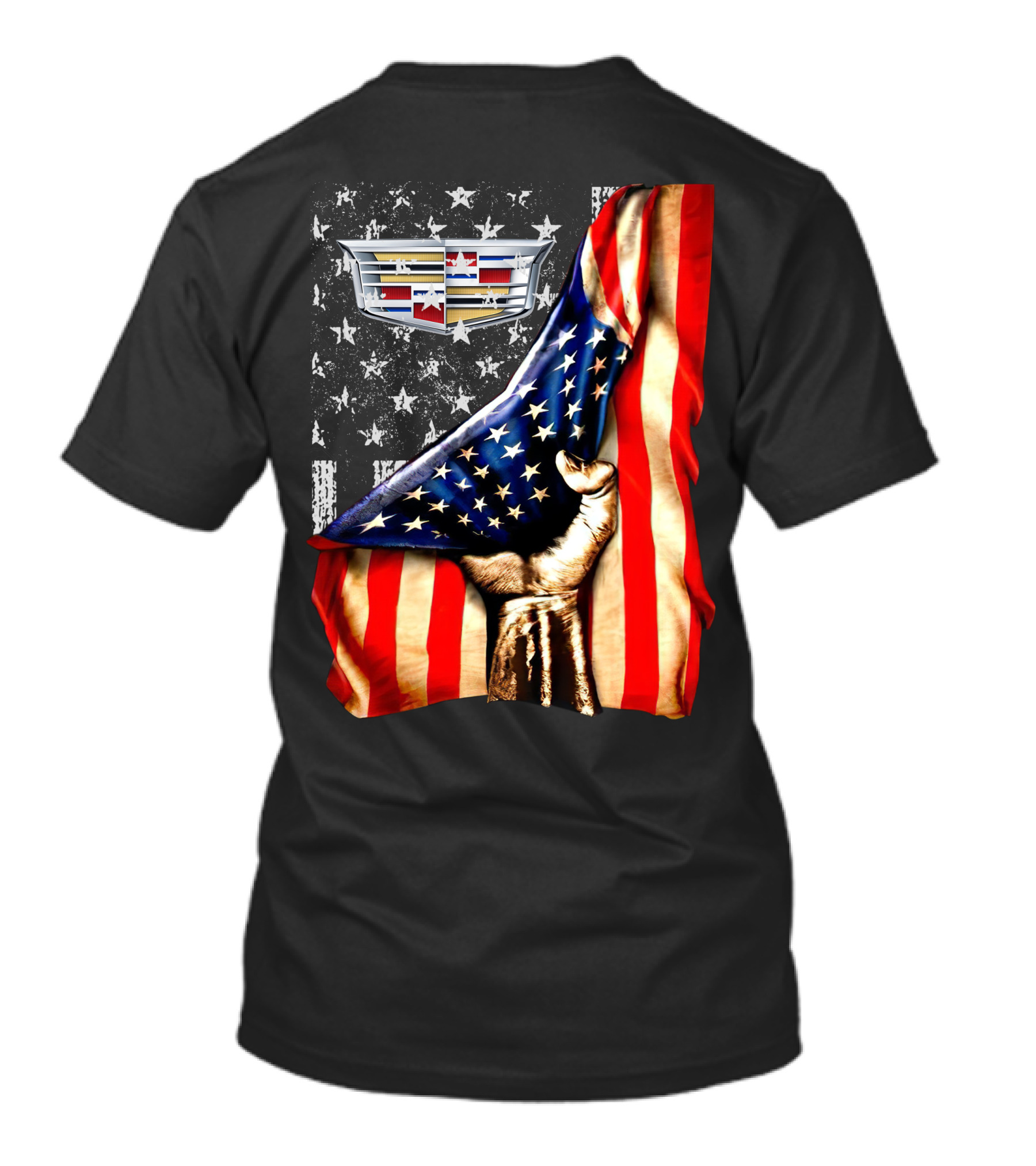 Cadillac Logo American Flag Hand Stars Stripes T-Shirt