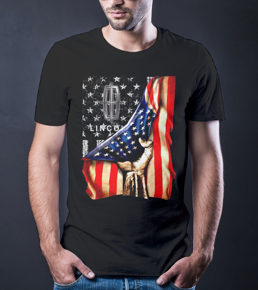 Lincoln Flag Stars And Stripes With Hand T-Shirt