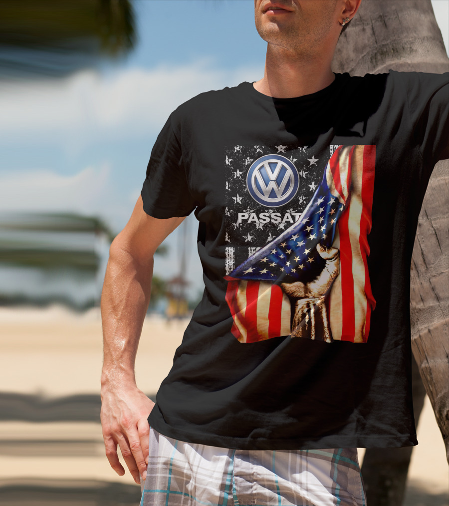 Volkswagen Passat American Flag Stars And Stripes Fist T-Shirt