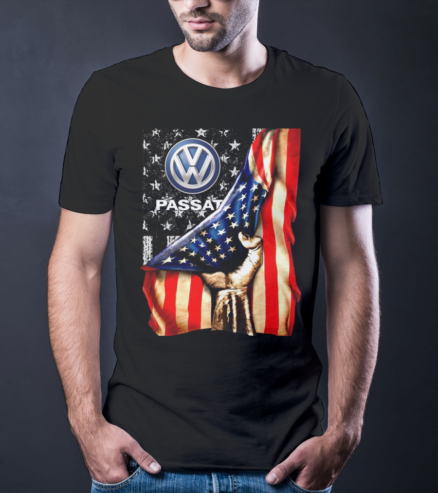 Volkswagen Passat American Flag Stars And Stripes Fist T-Shirt