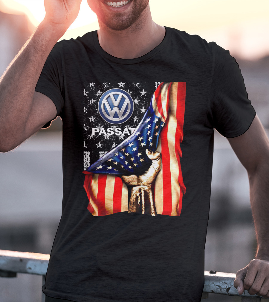 Volkswagen Passat American Flag Stars And Stripes Fist T-Shirt