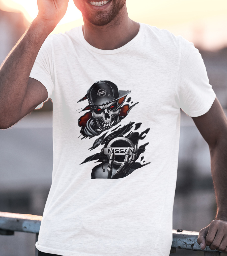 Nissan Navara Skeleton Graphic With Logo And Cap T-Shirt