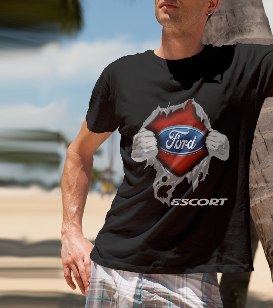 Ford Escort 01 Logo Display With Torn Effect T-Shirt