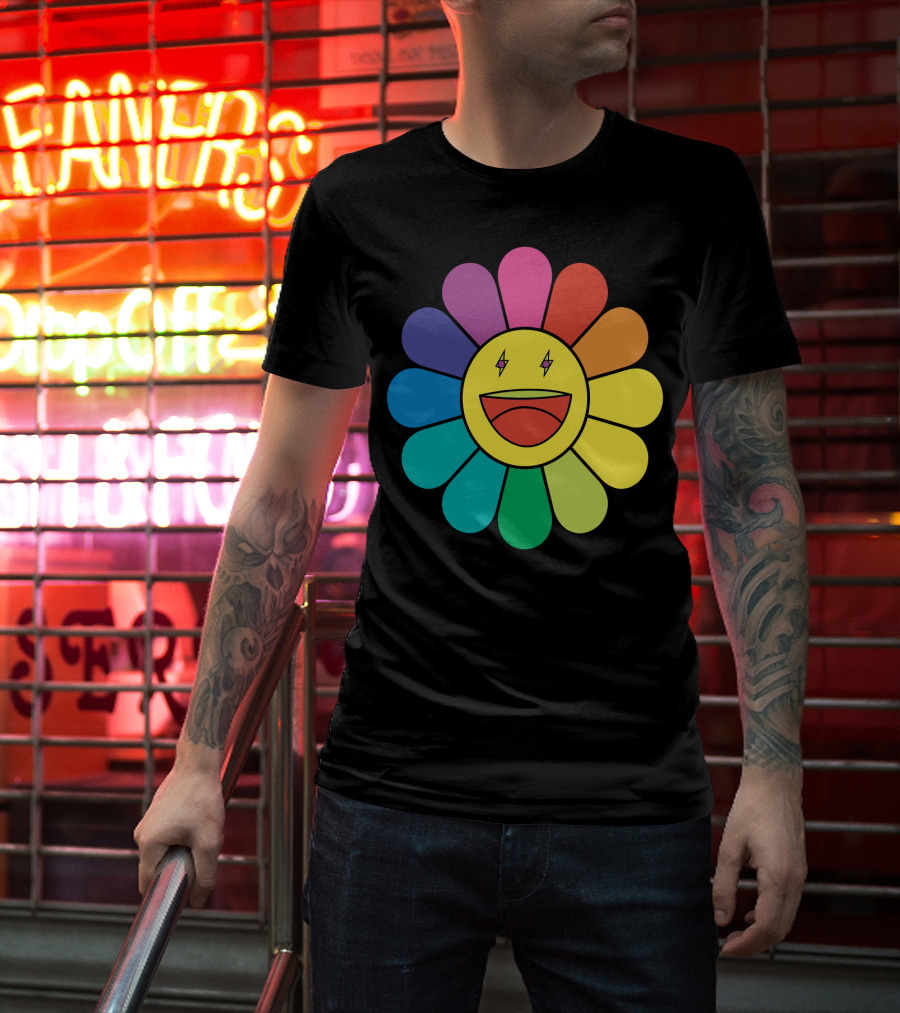 J Balvin Colores Rainbow Flower Smiley Face T-Shirt
