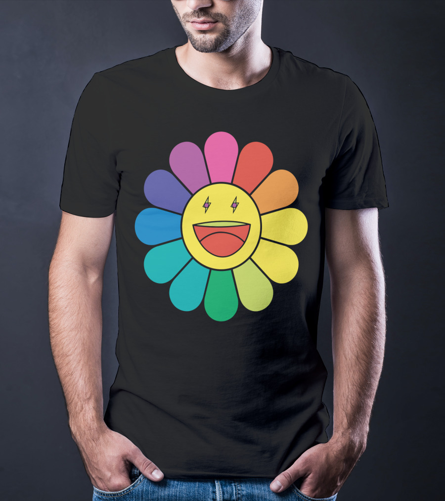 J Balvin Colores Rainbow Flower Smiley Face T-Shirt