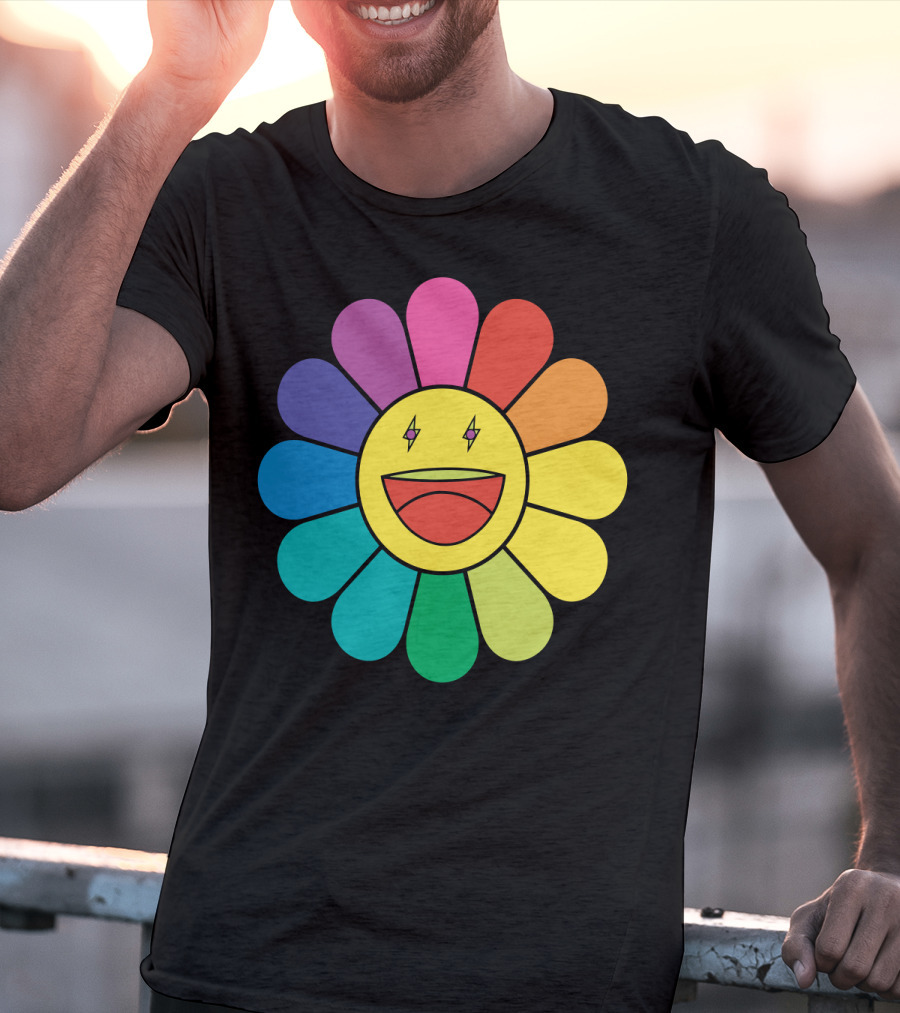 J Balvin Colores Rainbow Flower Smiley Face T-Shirt