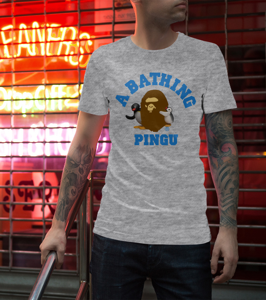 A Bathing Ape Pingu Collaboration Featuring Iconic Characters T-Shirt