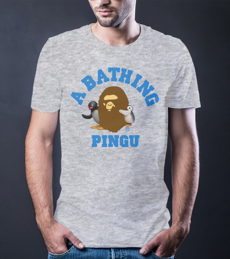 A Bathing Ape Pingu Collaboration Featuring Iconic Characters T-Shirt