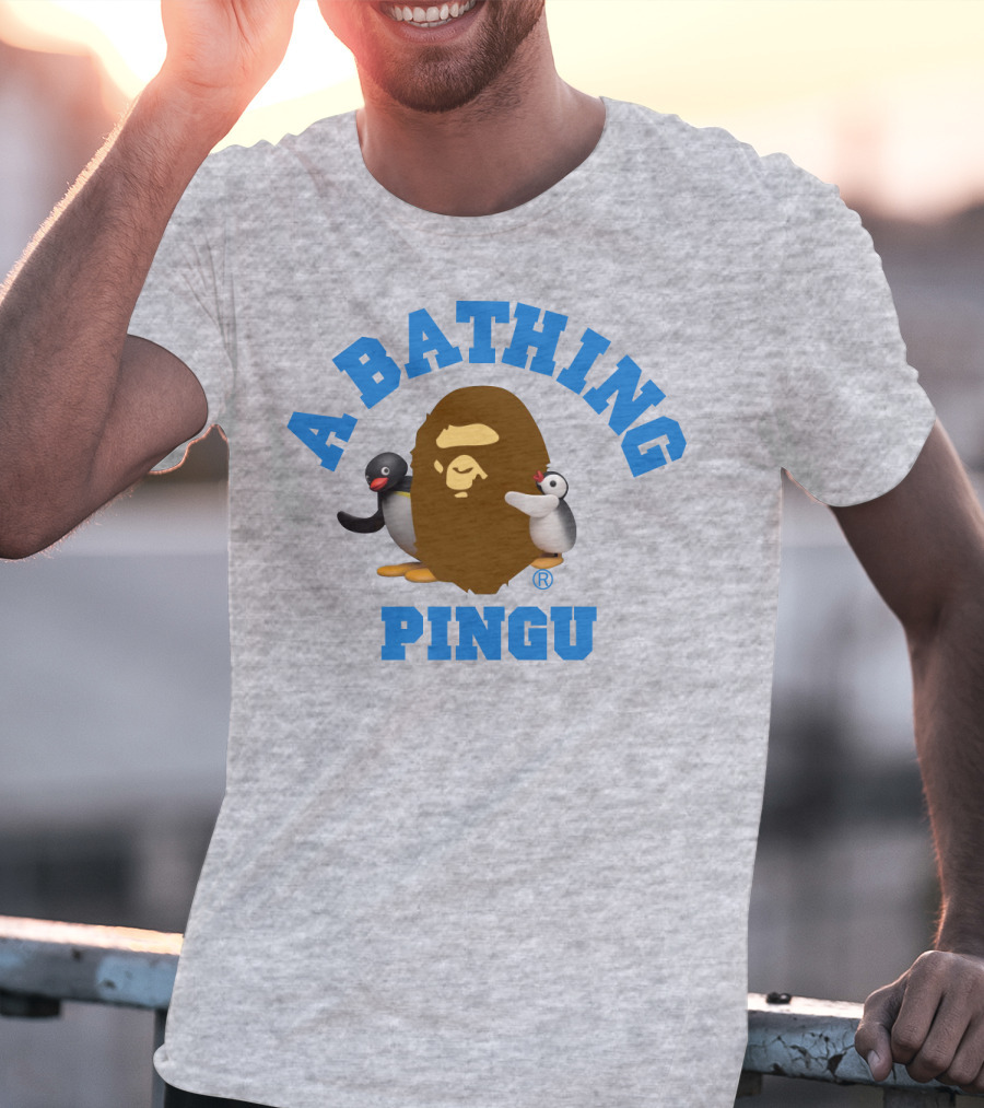 A Bathing Ape Pingu Collaboration Featuring Iconic Characters T-Shirt