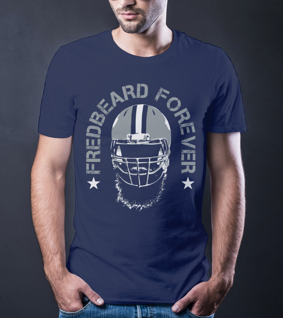 Fredbeard Forever Football Helmet Beard Star T-Shirt