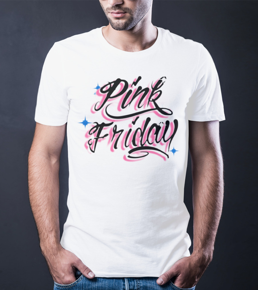 Pink Friday Retro Script With Star Accents T-Shirt