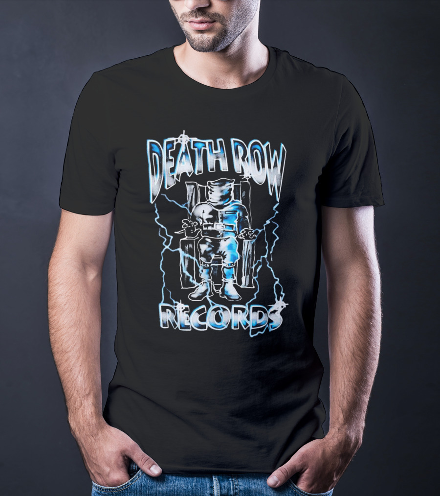Death Row Records Electric Chair Icon With Blue Lightning Effects T-Shirt