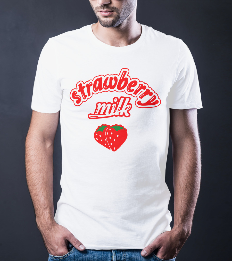Strawberry Milk Red Text With Strawberries T-Shirt