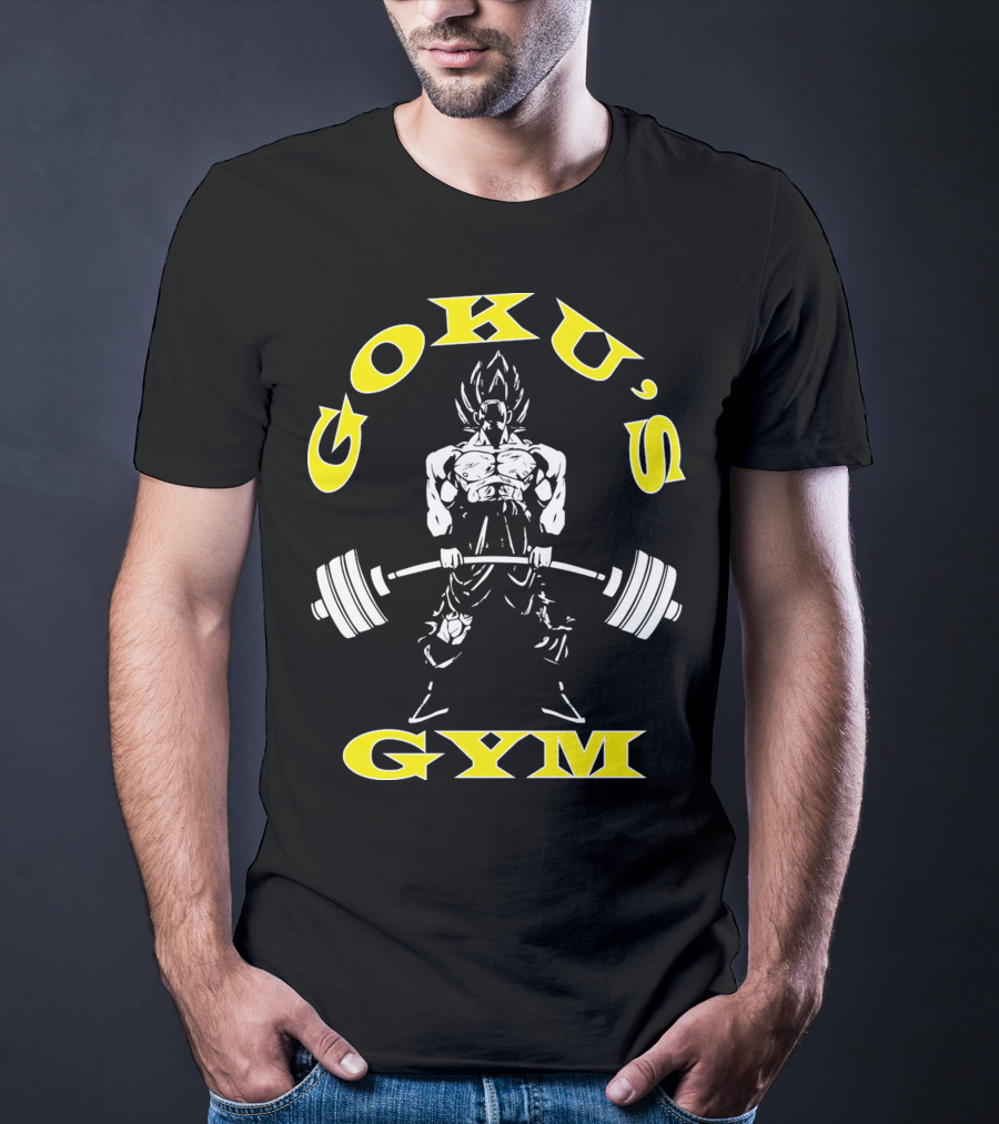 Goku's Gym Deadlift White And Yellow Power Lifting T-Shirt
