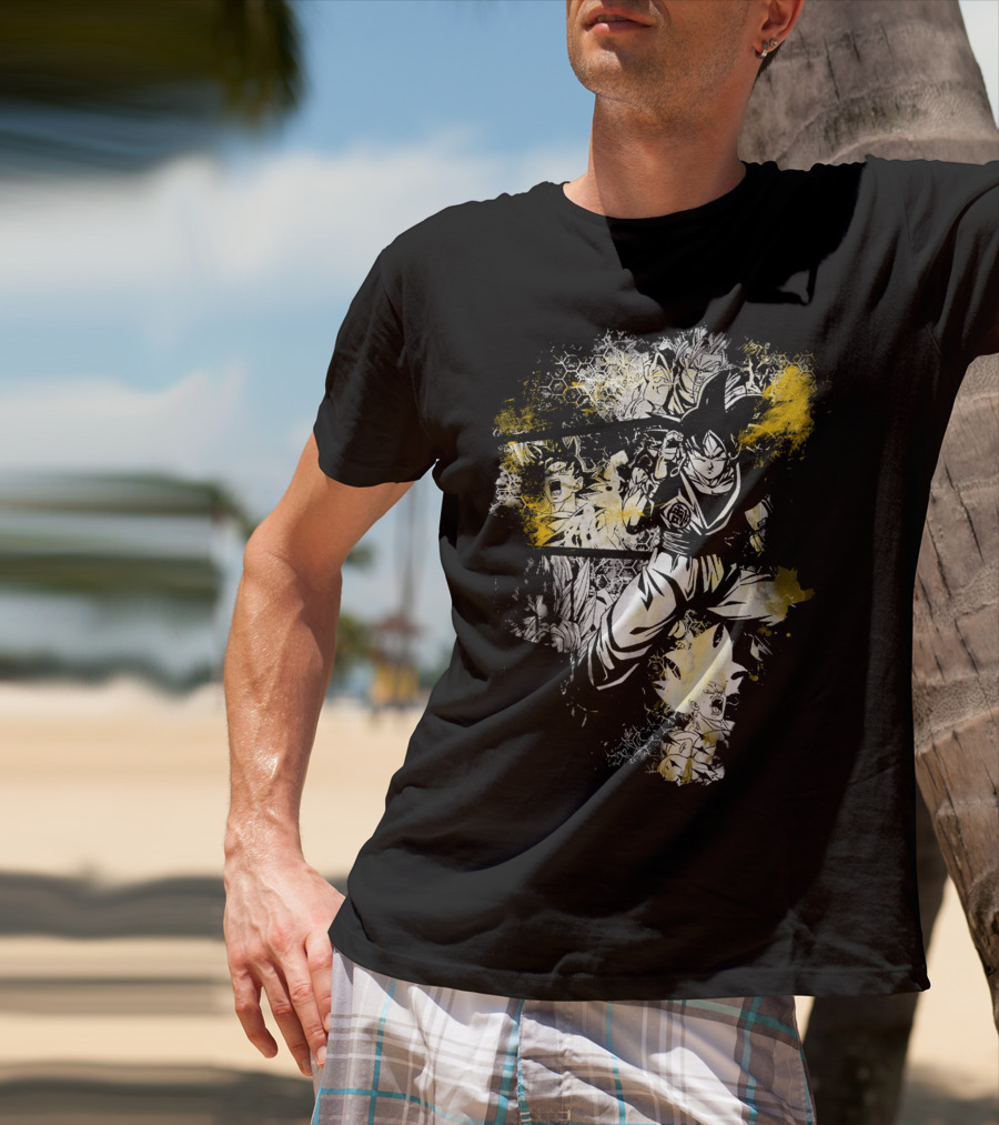 Grunge Instinct Goku Super Saiyan Yellow And Black Elements T-Shirt