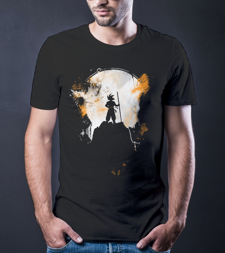 Grunge Moon Hero Dragon Warrior Silhouette Lunar Burst T-Shirt