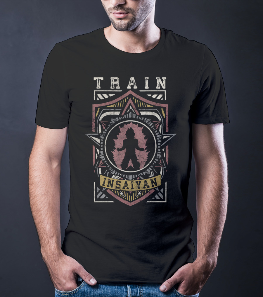 TRAIN INSAIYAN Warrior Shield Crest Power Pose Badge T-Shirt