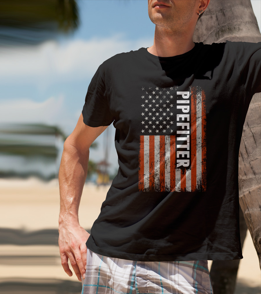 American Flag Pipefitter Patriotic T-Shirt