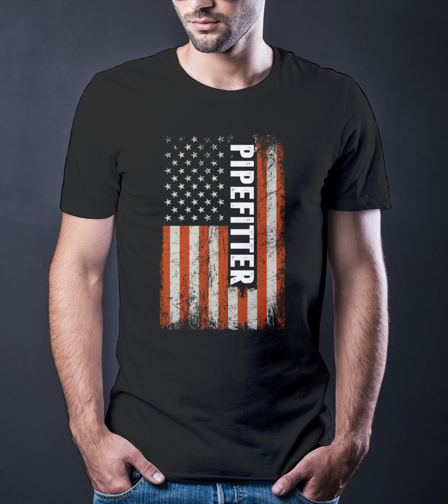 American Flag Pipefitter Patriotic T-Shirt