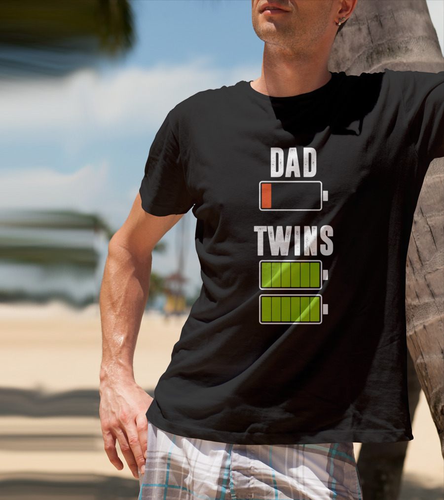 Dad Twins Low High Battery Charged T-Shirt