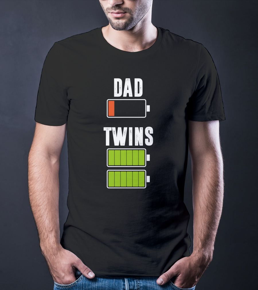 Dad Twins Low High Battery Charged T-Shirt