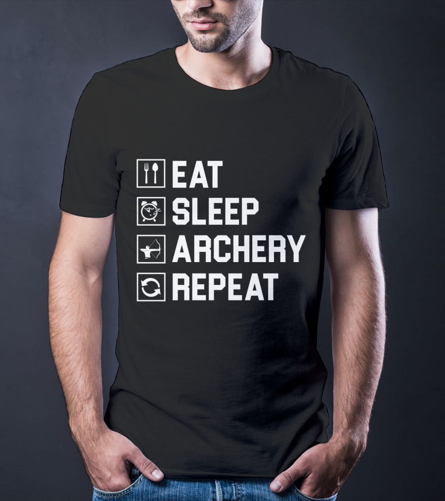 Eat Sleep Archery Repeat Iconic Routine Symbols T-Shirt