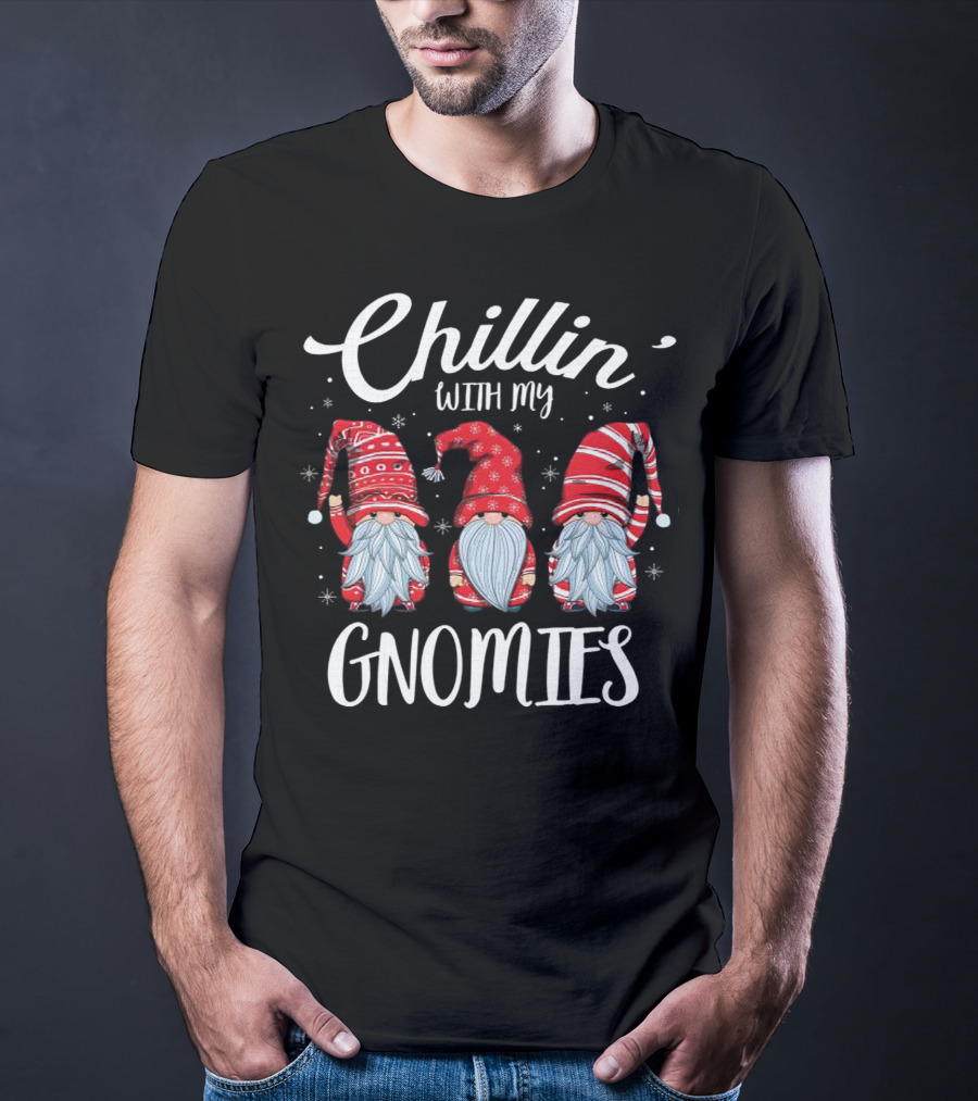 Chillin With My Gnomies With Red Hats And Beards Snowflake T-Shirt