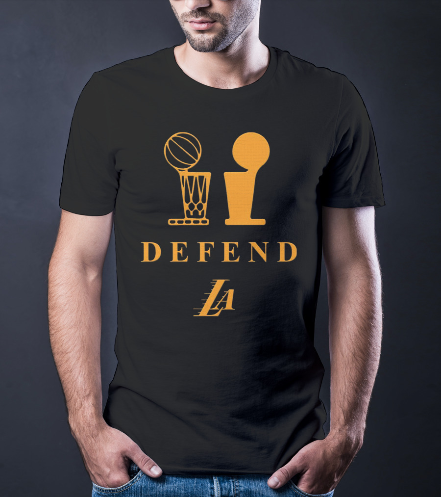 Lebron Lakers LA Defend Trophy Basketball T-Shirt