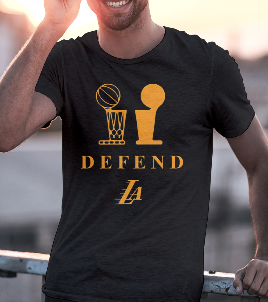 Lebron Lakers LA Defend Trophy Basketball T-Shirt