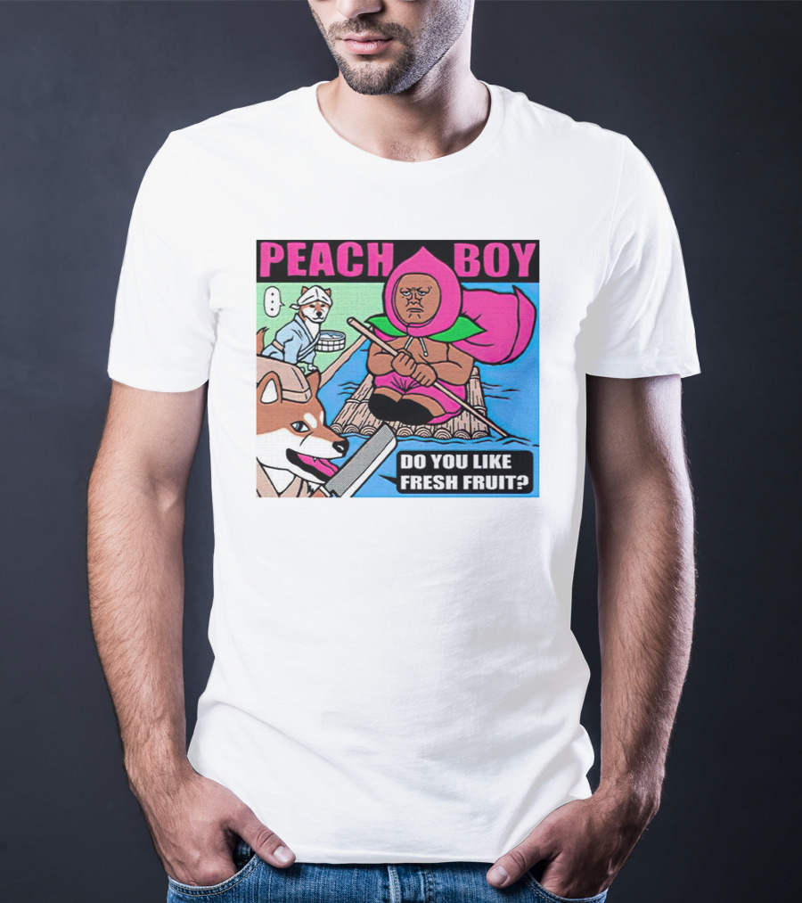 Peach Boy Do You Like Fresh Fruit Toru Owashi Manga-Style Adventure Rafting With Dog And Monkey T-Shirt