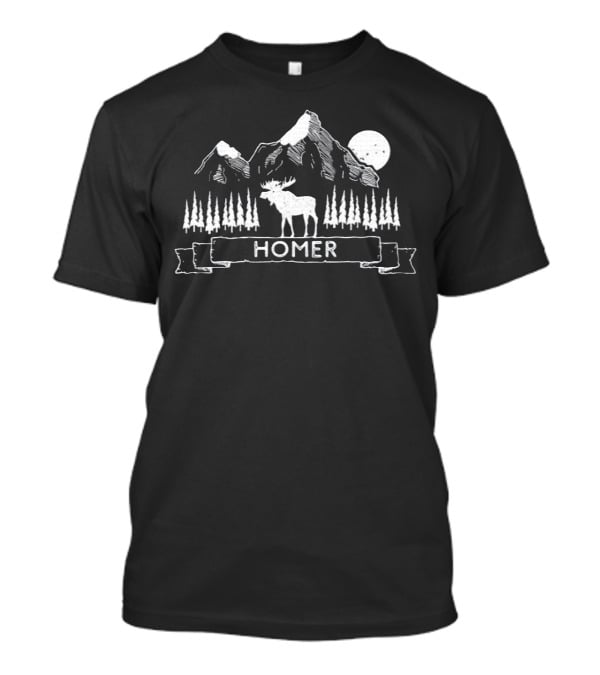 Homer Alaska Cool Homer Moose Mountain Scene T-Shirt