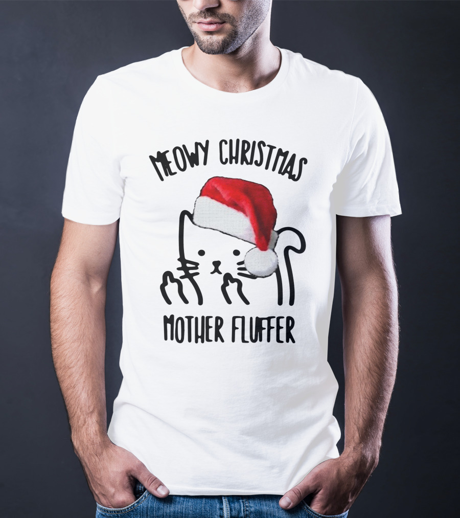 Meowy Christmas Santa Cat Mother Fluffer T-Shirt
