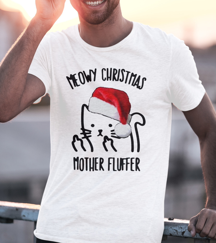 Meowy Christmas Santa Cat Mother Fluffer T-Shirt