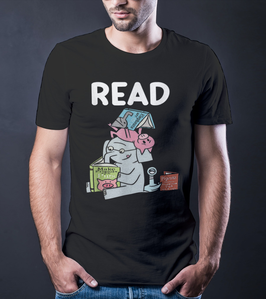 READ Make Friends Pigs Piggie Elephant Pigeons Trix Willems T-Shirt