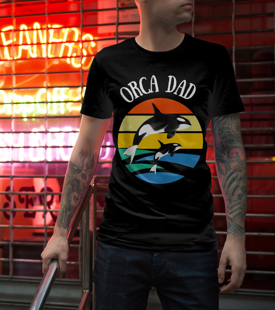 Orca Dad Vintage Sunset 80s T-Shirt