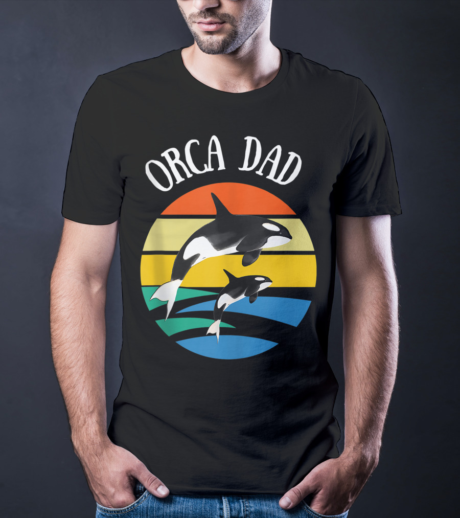 Orca Dad Vintage Sunset 80s T-Shirt