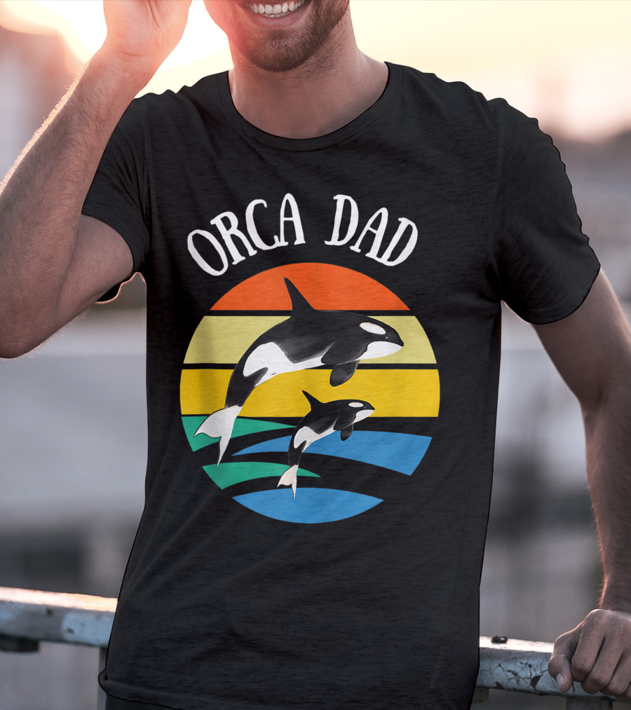 Orca Dad Vintage Sunset 80s T-Shirt