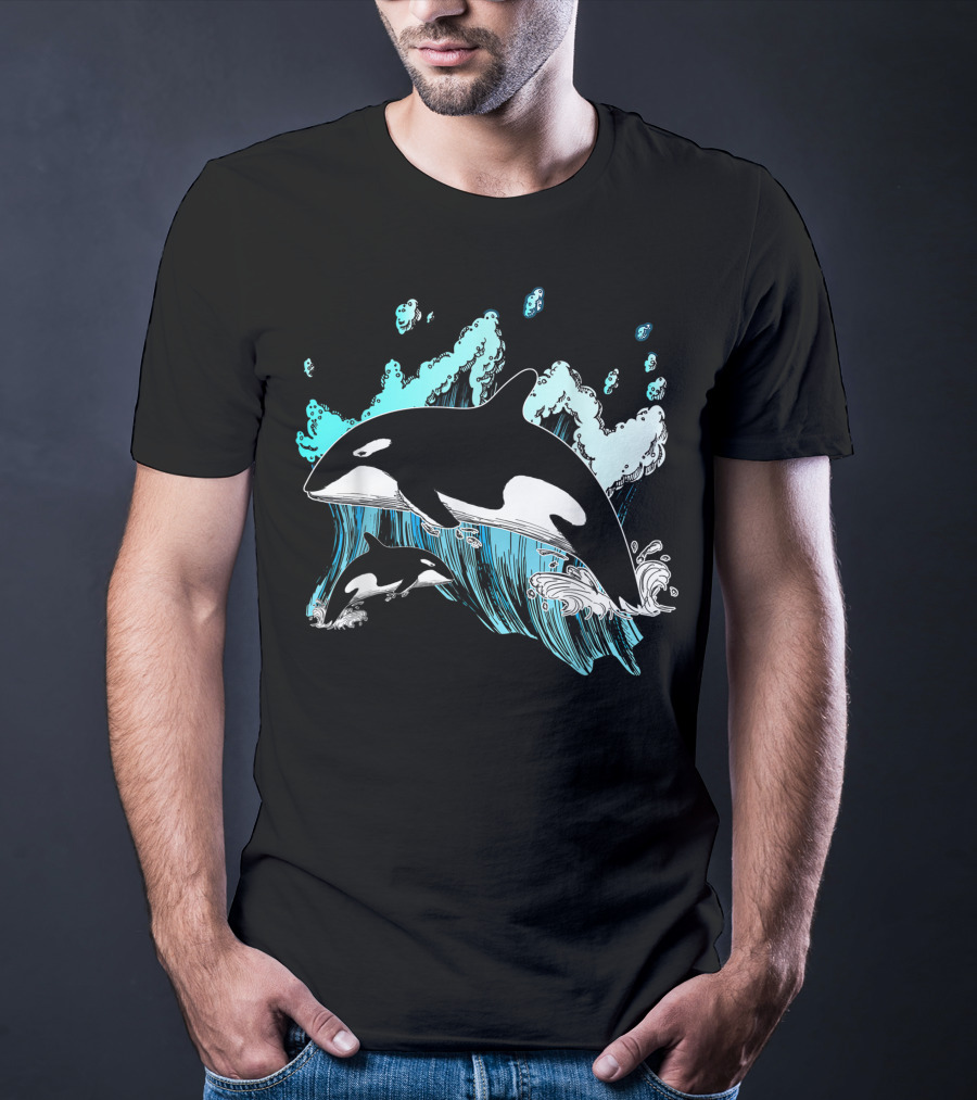 Killer Whale Ocean Lover Orca Splashing Waves Men's Gift Idea T-Shirt