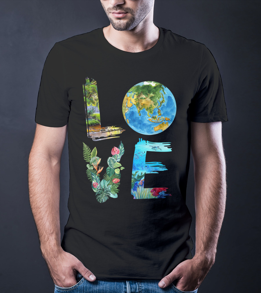 Love The Earth Kids Teacher Earth Day Everyday Environment Nature-Inspired Earth Elements T-Shirt