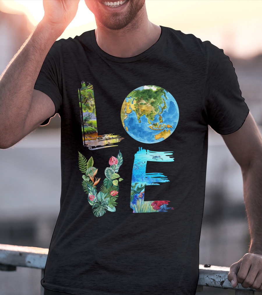 Love The Earth Kids Teacher Earth Day Everyday Environment Nature-Inspired Earth Elements T-Shirt