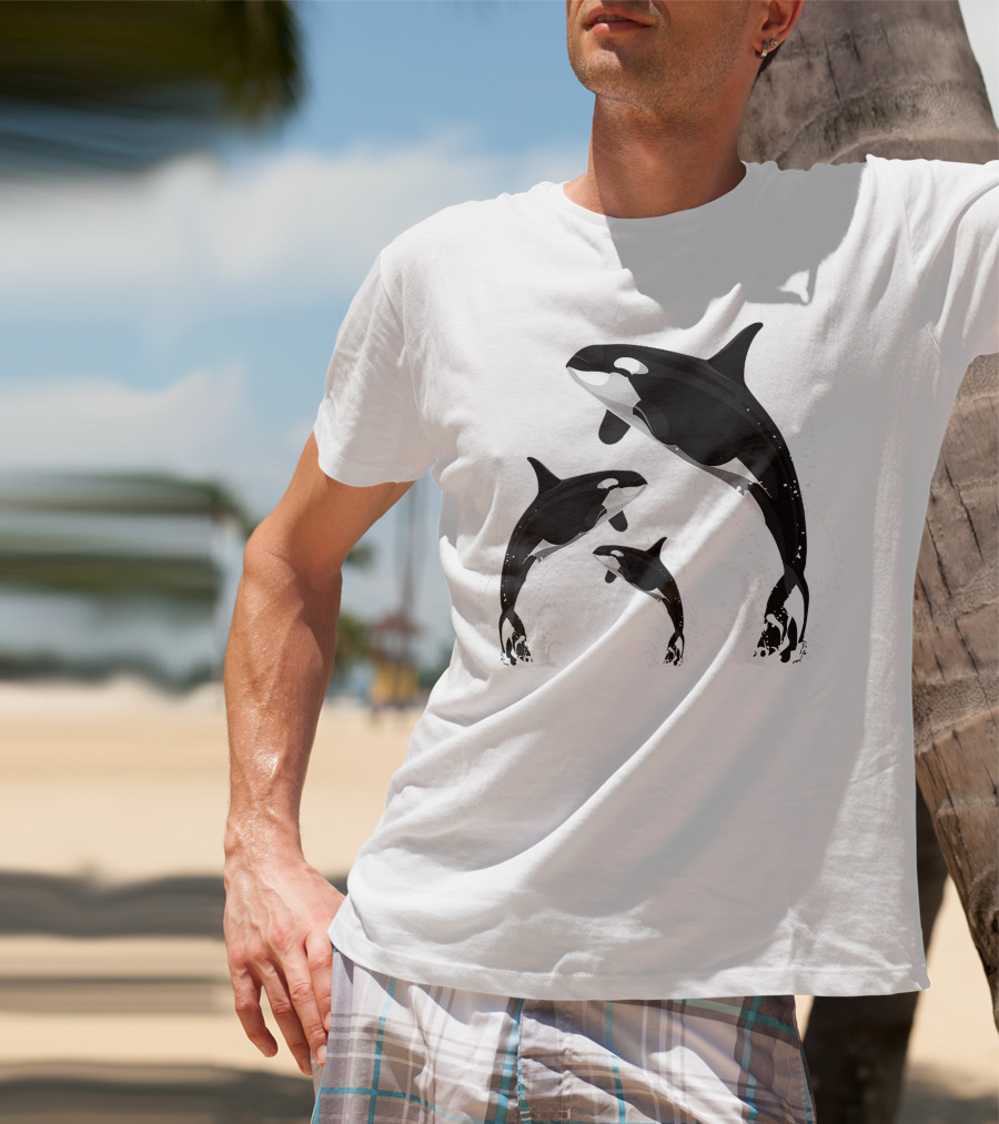 Killer Whale Jumping Orca Splash Trio T-Shirt