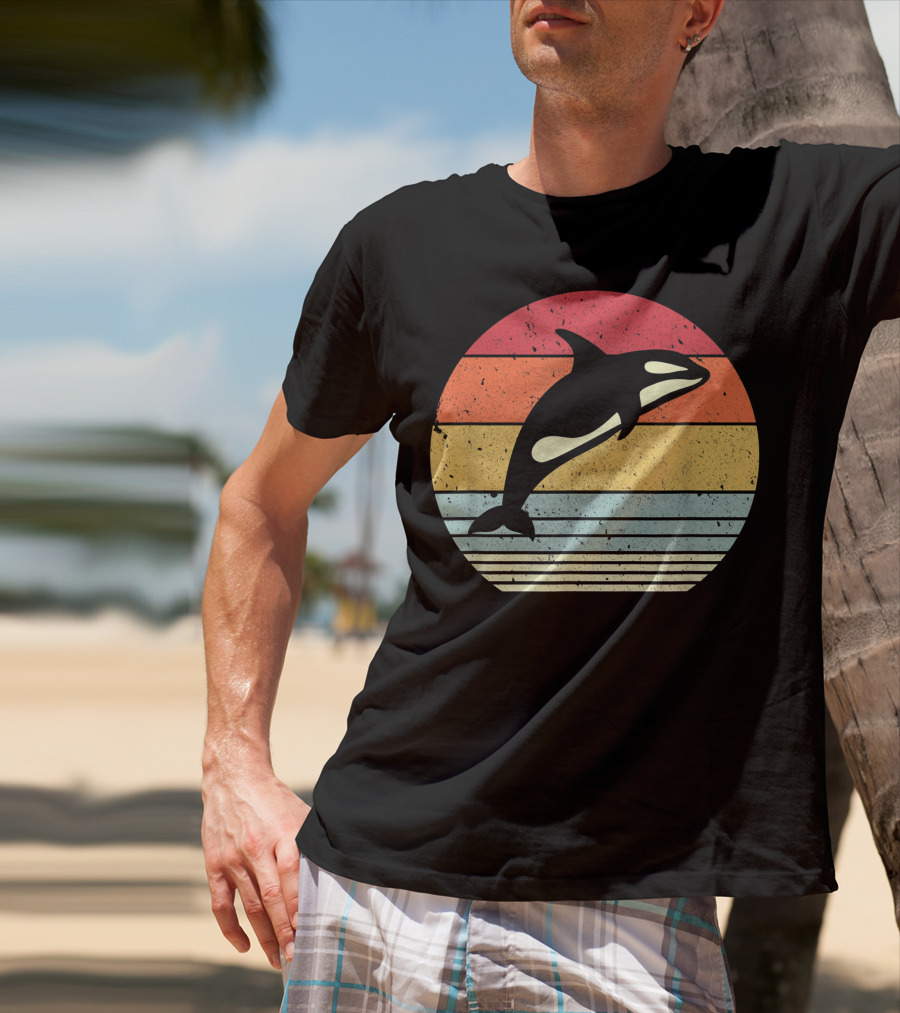 Orca Retro Sunset Style Ocean Stripes T-Shirt