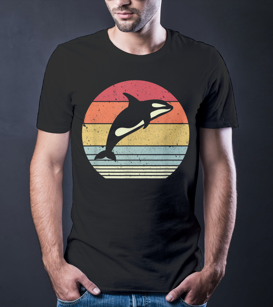 Orca Retro Sunset Style Ocean Stripes T-Shirt